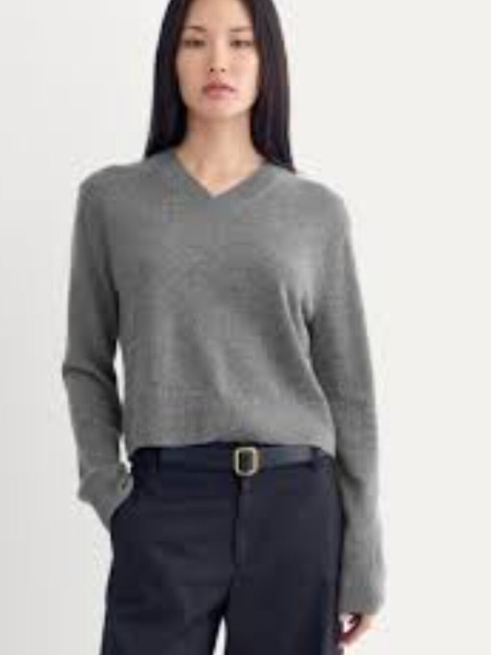 Everlane Charcoal Gray V-Neck Women's Cashmere Sweater s small